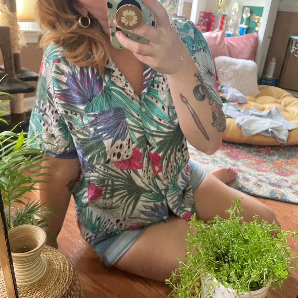 80s Silky Button Down Shirt